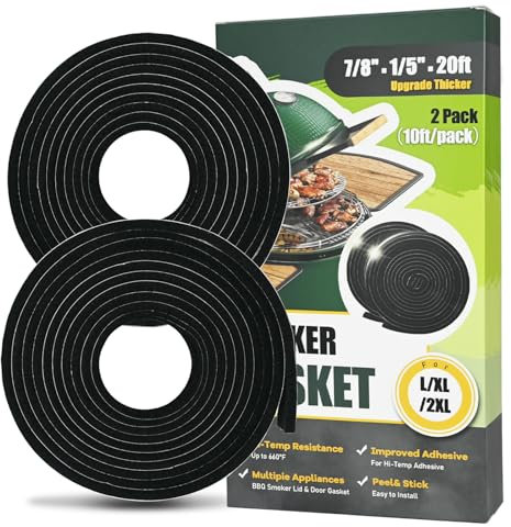 Upgrade Dicke Ersatzdichtung passend für Big Green Egg Large/XL/XXL – 2er-Pack x 3 m, 2,2 cm x 0,3 cm Smoker Dichtung Dichtung Filz für Big Green Egg BGE Dichtung Zubehör & Teile für Grill