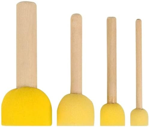 4 pcs/set Round Paint Foam Sponge Brush set Colorful Mini Diy Painting Sponge with Wooden Handle Drawing Tools for for Arts and Crafts