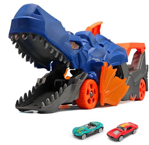 Sternstunde Dinosaure Jouet Voiture Enfant - Transporter d'Autos de Jouets avec 2 Mini - Voitures en Métal pour Les Enfants de 3 à 6 Ans, Capable de Stocker Jusqu'à 5 Véhicules