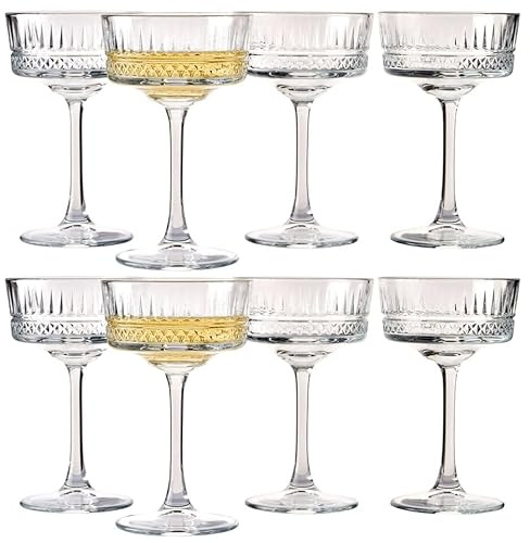 Queensway Home & Dining Stemmed Champagne Glasses, Elegant Cocktail Goblets for Sparkling Wine, Desserts, and Cocktails – Perfect for Parties, Weddings, Special Occasions & Gifting, 260ml, Set of 4/8