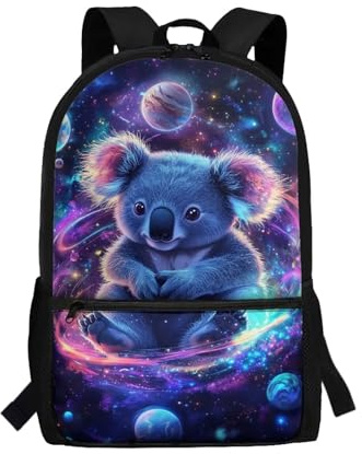 POLERO Galaxie-Rucksack für Mädchen, Weltraum-Tierdruck, leicht, Schulranzen, Koala, One size