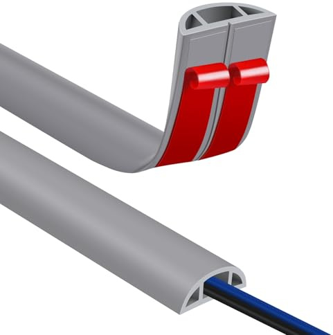 Self-Adhesive 3m Floor Cable Cover, Small Flexible Electric Cable Channel for Office, Concert, etc. Electrical Wire Protection and Trip Hazard Prevention