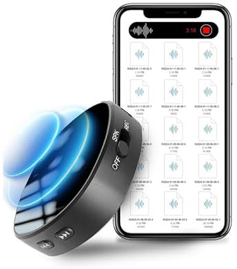 Winnes Diktiergerät mini, Tragbares Aufnahmegerät mit Mikrofon und Magneten，Sprachaktivierung,750 Stunden Kapazität Voice Recorder 64GB,Rechargeable Diktiergerät,Für Kurse, Konferenzen, Interviews