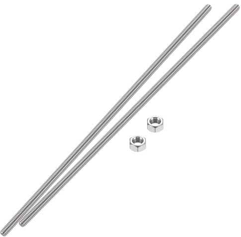 HiPicco 2pcs 3/8-24 Fully Threaded Rod, 10 L,Fine Thread, with Nuts | Right Hand, 304 Stainless Steel Screw Studs, for Furniture Anchor Bolts, Clamps, Hangers and U-Bolts