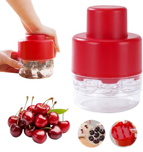 givuaime 7 en 1 Dénoyauteur Cerises, Manuel, Rouge, Plastique, Acier inoxydable, Idéal Pour Gâteaux et Snacks