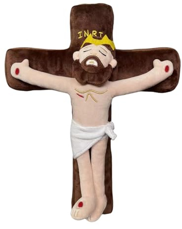 Kasmole Stofftier Jesus | Gefüllte Kreuz Jesus Puppe Kuscheltier | Weiche Cartoon Dekoration Für Wohnzimmer Kinderzimmer Bett Couch Auto Reisen