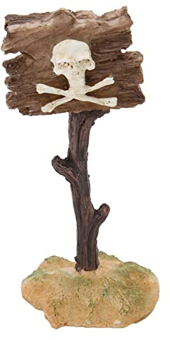 BSTCAR Aquarium-Dekoration, Kunstharz, Totenkopf-Warnschild, Aquarium-Dekoration, Warnschild für Aquarien, Ornament, 6 X 3,9 X 15,4 cm