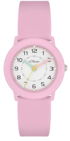s.Oliver Kinderuhr- 29 mm - widerstandsfähiges Silikonband - 3 ATM wasserfest - hoher analoge Armbanduhr für Mädchen mit Quarzwerk - Geschenkidee