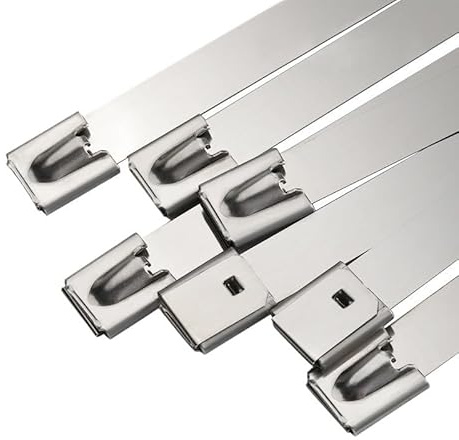 Kabelbinder, 10 mm 0,39 Zoll 304-Edelstahl-Kabeldrehbinderschloss Metallreißverschluss mit beschichteter Detektierbarkeit(10pcs,300mm x 4.6mm x 0.25mm)