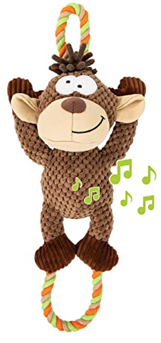 Bayer Design EDUPET 06001AA Dog toy monkey plush with rope, squeaking