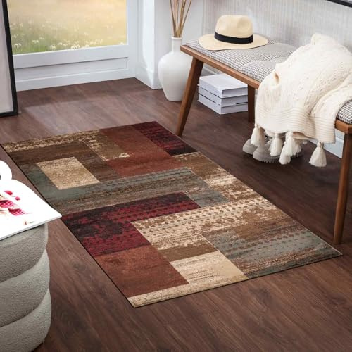 Livabliss Shama Licourt Abstract Runner – 60x225 cm, Brown, Red & Grey