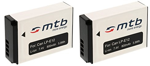 2X Akku LP-E12 LPE12 für Canon EOS 100D / EOS M, M2, M50, M100 / EOS Rebel SL1 / PowerShot SX70 HS [Li-Ion / 800mAh / 7.4V / Infochip]