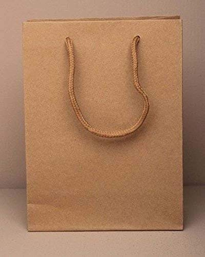 12 Pack Natural Brown Gift Bags Corded Handles Crafts Gifts Wholesale Bulk Buy (Medium 20x14x7cm)