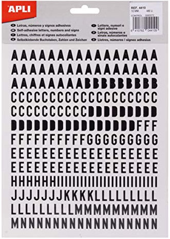 Apli Aufkleber, Buchstaben, Zahlen, Zeichen 10 mm Schwarz