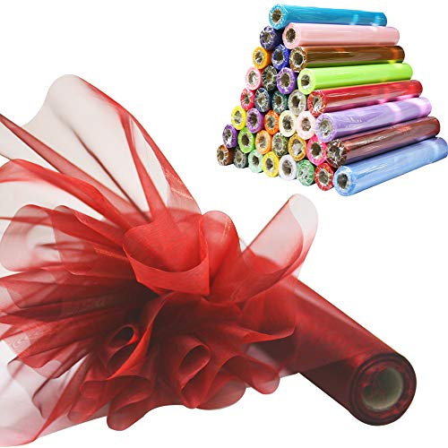 Time to Sparkle 29CM X 26M Organza Rolle Weich Schiere Stoff Hochzeit Party Geschenke(Burgundy)