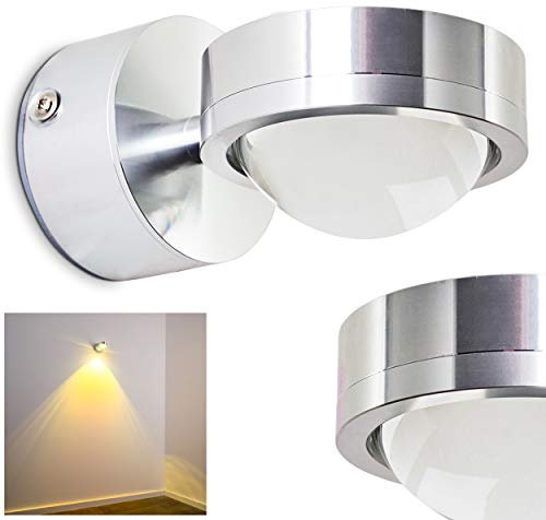 HOFSTEIN LED Wandlampe Harare, Wandleuchte in Chromfarben mit gelbem Farbfilter, Wandstrahler mit Lichteffekt, 1-flammig, 3 Watt, 300 Lumen, 3000 Kelvin, Wohnzimmer, Esszimmer, Schlafzimmer, Flur