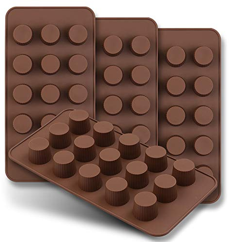 homEdge 15-Cavity Mini Cup Chocolate Mold, Set of 4PCS Non Stick Food Grade Silicone Mold for Candy Keto Fat Bomb, Chocolate, Peanut Butter
