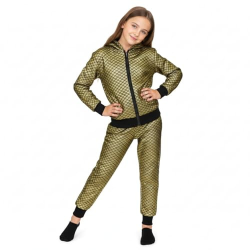A2Z 4 Kids Girls Tracksuit Shiny Quilted Hooded Hoodie - T.S Shiny Quilted Golden 13
