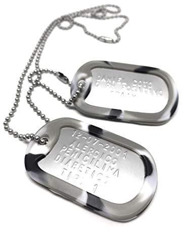 TusPlacas Chapas Militares Personalizadas de Acero INOX. Collar de Chapas Grabadas en Relieve. Colgante Estilo Ejército Americano. Grabado, Cadenas, Gomas y Bolsita de Tela de Regalo (Urbano)