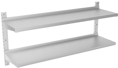 TAIMIKO 2x Stainless Steel Shelves Kitchen Wall Shelf Catering Storage Bathroom Shower Corrosion Resistant (120x32cm)