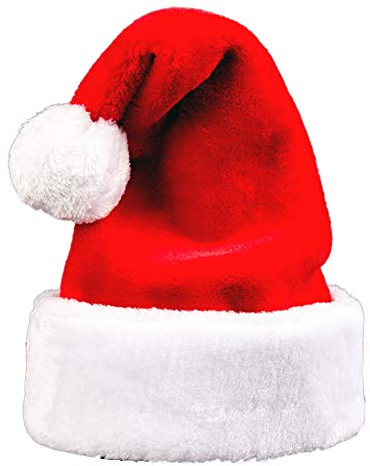 YULOONG Weihnachtsmütze für Erwachsene und Kinder, Weihnachtsmütze aus Samt mit Plüschbesatz und Comfort Liner Unisex, Rot, S