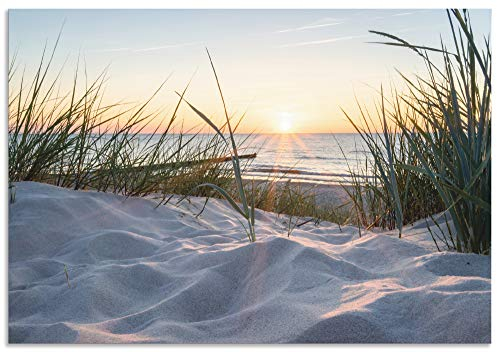 ARTland Wanddeko Wandbild Alu Verbundplatte für Innen & Outdoor Bild 100x70 cm Strand Küste Ostsee Dünen Meer Landschaft Natur Meerblick T9QU