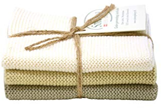 Solwang Wischtuch HELLES Khaki 3er Set Tücher gestrickt Wischlappen Wischtücher