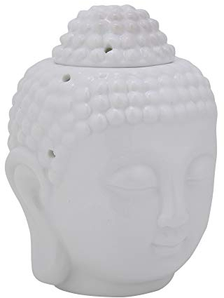 Duftlampe für ätherische Öle, Räucherstäbchen, Diffusor für ätherische Öle, Keramik, Heimdekoration, weißer Buddha-Kopf, Schlafzimmer für Teehaus