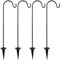 WINOMO 4 Stücke Garten Schäferhaken 75cm Schäferstab Metall Gartenstab mit Haken Gartenflaggenständer Blumenampel Halterung für Weihnachten Hochzeit Rasen Solarleuchten Laterne Fahne