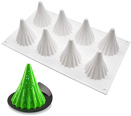 Silicone French Mousse Cake Molds 3D Bakeware DIY Mould, 8 Holes Christmas Tree