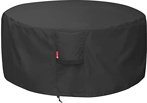 Feuerschalen-Abdeckung – wasserdichte 600D robuste runde Terrassen-Feuerschalen-Abdeckung schwarz (rund – 127 cm D x 61 cm H), passend für 114,3 cm, 116,8 cm, 121,9 cm, 127 cm Feuerschalen-Abdeckung