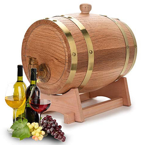Greensen Eichenfässer Premium 3L Holzfass Vintage Weinfass Holz Weinspender Personalisierte Weinfässer Whiskyfass Liqueur Schnapsfass für Zuhause, Bar, Party und Bankett, Geburtstagsgeschenk(3L)