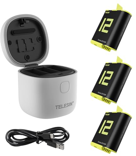 TELESIN AllinBox Ladegerät und SD-Kartenleser-Set, Dreifach-Ladegerät für GoPro Hero 10 Hero 9 Black, Hero 10 Batterien(Allinbox-Ladegerät + 3 Batterien)