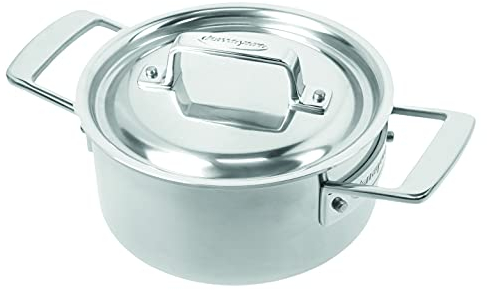 Demeyere casserole induction Essential 5 – Casserole inox avec couvercle pour tous types de cuisinières dont induction – Casserole en inox à 5 couches - 30 ans de garantie - Ø 18 cm