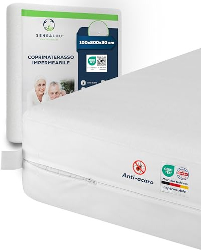 Sensalou Coprimaterasso con Cerniera Soffre di Allergie 100x200x30 cm