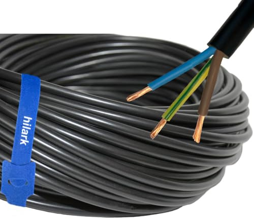 Hilark Cable Tech Kabel PVC H05VV-F 3x1,5 mm2 (3g1,5 mm²) 50m Schwarz