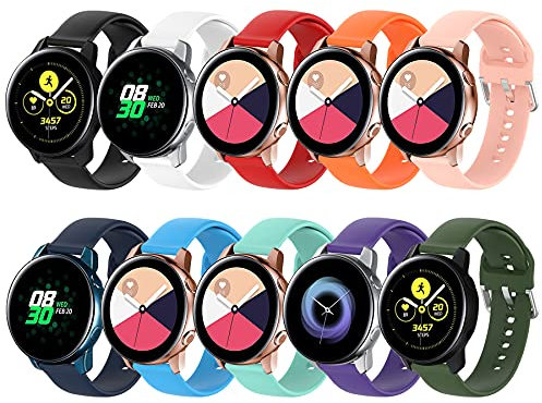 BDIG 10PCS Correas de Silicona Compatibles Con Galaxy Watch 42mm/Active/Active 2 40mm 44mm/3 41mm, 20mm Pulseras de Recambio Para Gear Sport/S2 Classic