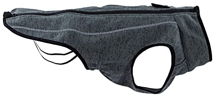 JEGGO Update, Funktionelle Polarfleece-Jacke für Hunde, mit durchlaufendem Reißverschluss für leichtes An- und Ausziehen, Winddicht und atmungsaktiv (Dunkelgrau, 30 cm)