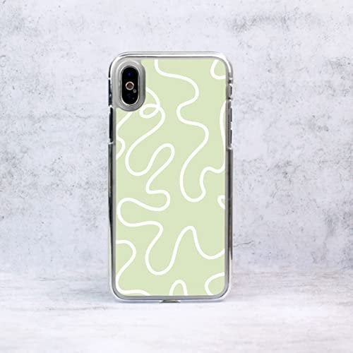 Pastel Swirls Pattern Plastic Phone Case/Cover Compatible with iPhone 11 Sage Green