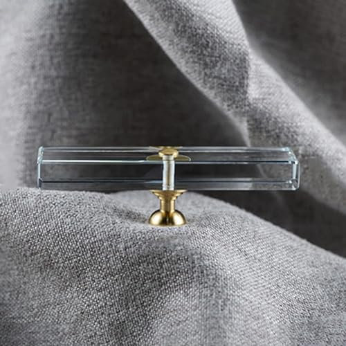 HONGTUWY 1x Clear Crystal Glass Door Knobs Extra Large Kitchen Door,Handle Bedroom Pull Handle with Screw Set Home Hardware (D)