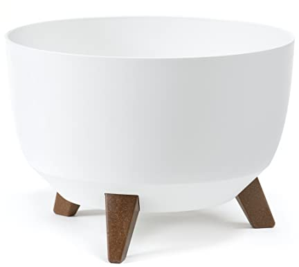 HappyFlower | MultiProject | Blumentopf an den Füßen | Pflanzkübel | rund | 3 Größen | 5 Farben | Übertöpfe | (ø 33 cm, Weiß)