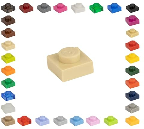 100 Klemmbausteine Bausteine 1x1 Noppen Fliesen Tiles Mosaik Noppen Kompatibel freie Auswahl 34 Farben (094 - Beige)