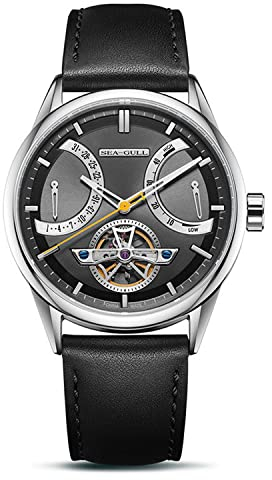 SEA-GULL 2022 Neue Seagull Uhr Herren Mechanische Armbanduhr Hohl Schwungrad Wasserdicht Automatik Mechanische Uhr, grau, Riemen