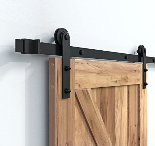WDB Schiebetürbeschlag Schiebetürsystem - Barn Door Schiebetür Laufschienen - Komplett Set für Eine Schiebetüren – Schwarz (Standard)