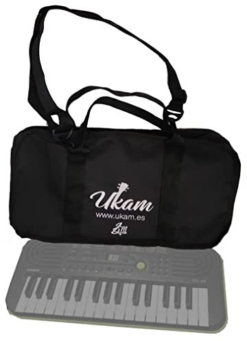Custodia UKAM senza imbottitura con borsa per mini-tastiere 32 note, compatibile con: Casio SA46/SA47, SA-50/SA-51, OQAN QKB32 e KURZWEIL KP10. Dimensioni: 47 x 25 x 7 cm, realizzata in Spagna (con
