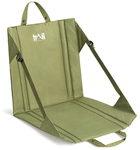 Trail Hiking Sit Mat with Backrest, Khaki | Lightweight 500g Design, Padded EPE Foam Seat, Waterproof Base, PVC-Coated 600D Polyester, Integrated Carry Handle