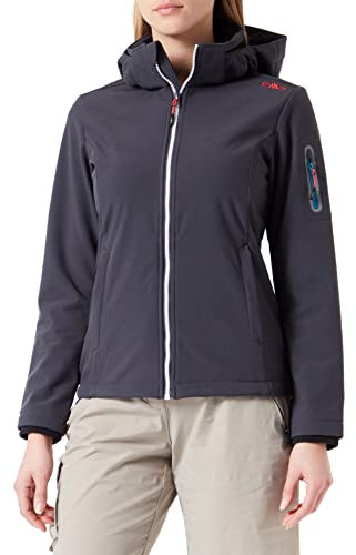 CMP - Damen-Softshelljacke mit abnehmbarer Kapuze, Anthrazit-Deep Lake, D36