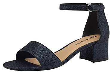 Tamaris Damen Sandaletten, Frauen Sandalen,Sommerschuhe,Freizeitschuhe,offene Schuhe,Strandschuhe,Riemchensandalen,elegant,Navy Glam,39 EU