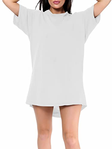 Love My Fashions® Women’s Plain Cotton Night Wear Long T-shirt soft and comfy Nightdress for ladies With Front Pocket Crew Neck Short Sleeves Nightie Sleepwear Top plus