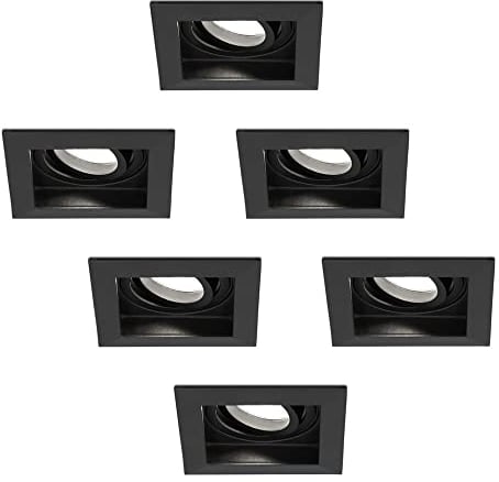 HOFTRONIC - Fresno - 6er LED Einbaustrahler Eckig Schwarz - GU10 6000K Tageslichtweiß - Schwenkbar Dimmbar - 5 Watt 400 Lumen - Deckenstrahler für Wohnnzimmer, Schlafzimmer und Küche